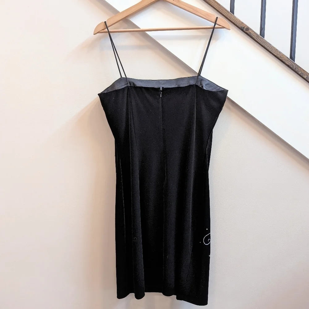 Vintage 90s Whimsigoth Embroidered Velvet Cocktail Dress - Picture 3 of 7